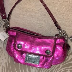 Coach Pink / Magenta Sequin 2 Way  Bag K1069- 16482